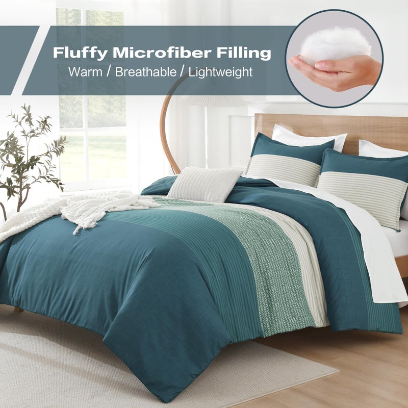 Litanika طقم لحاف Litanika Twin/Twin XL باللون الأزرق المخضر الداكن - قطعتين خفيف الوزن مخطط بألوان متعددة، طقم سرير لجميع المواسم - Image 5